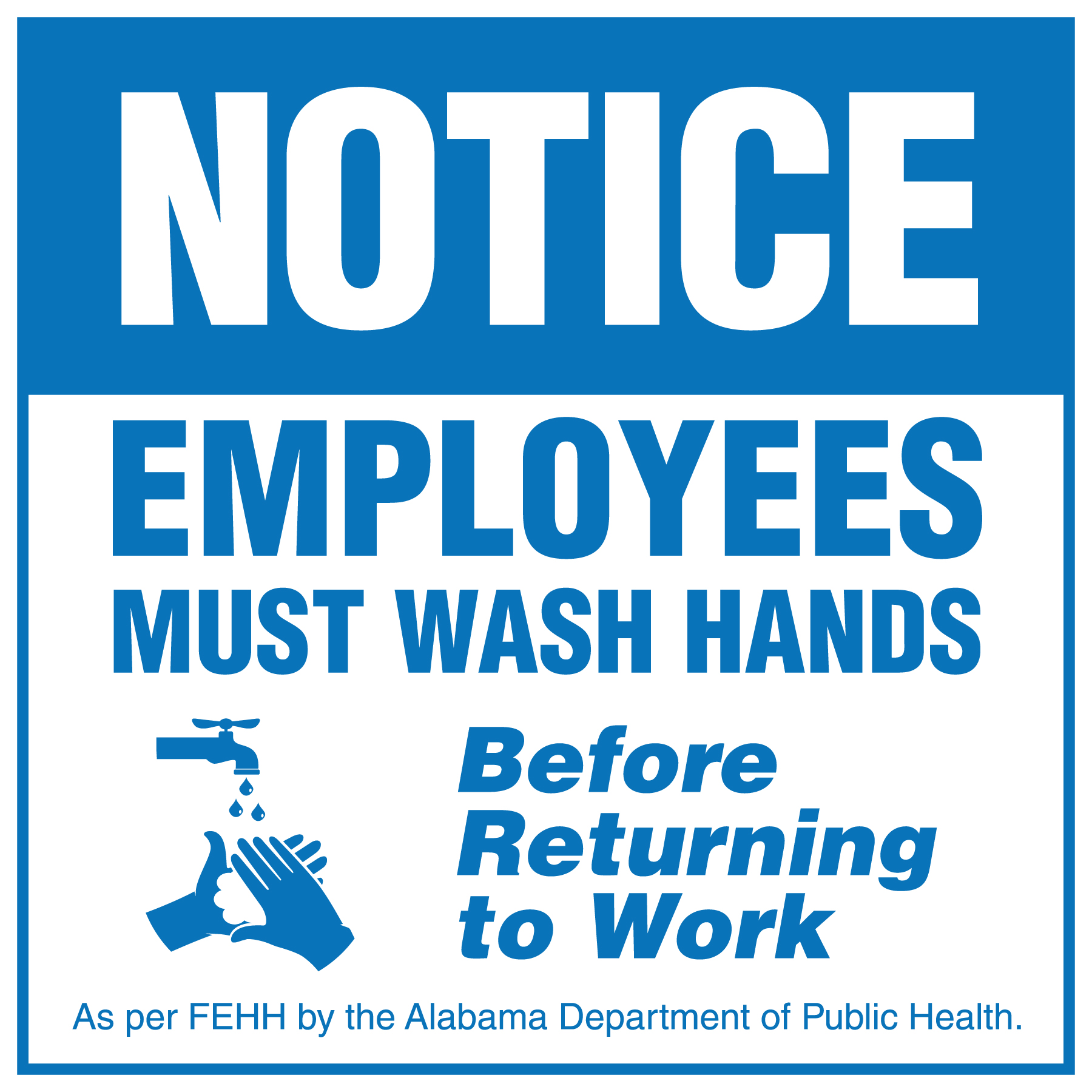 Alabama handwashing sign