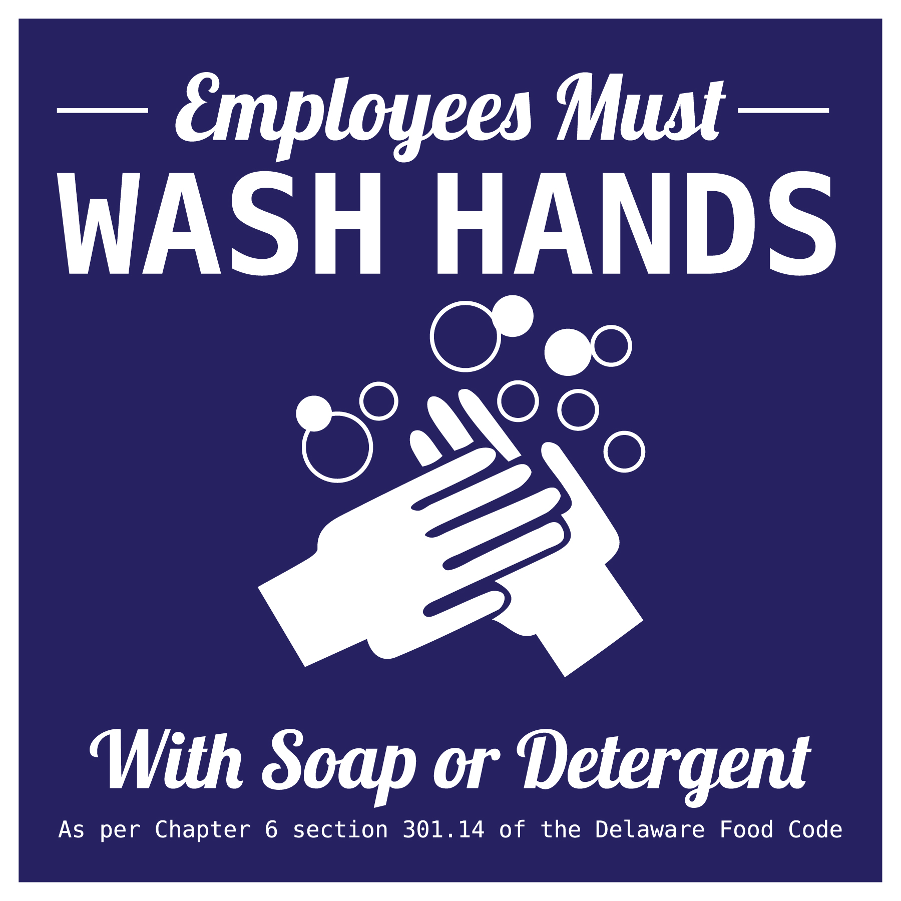 Delaware handwashing sign
