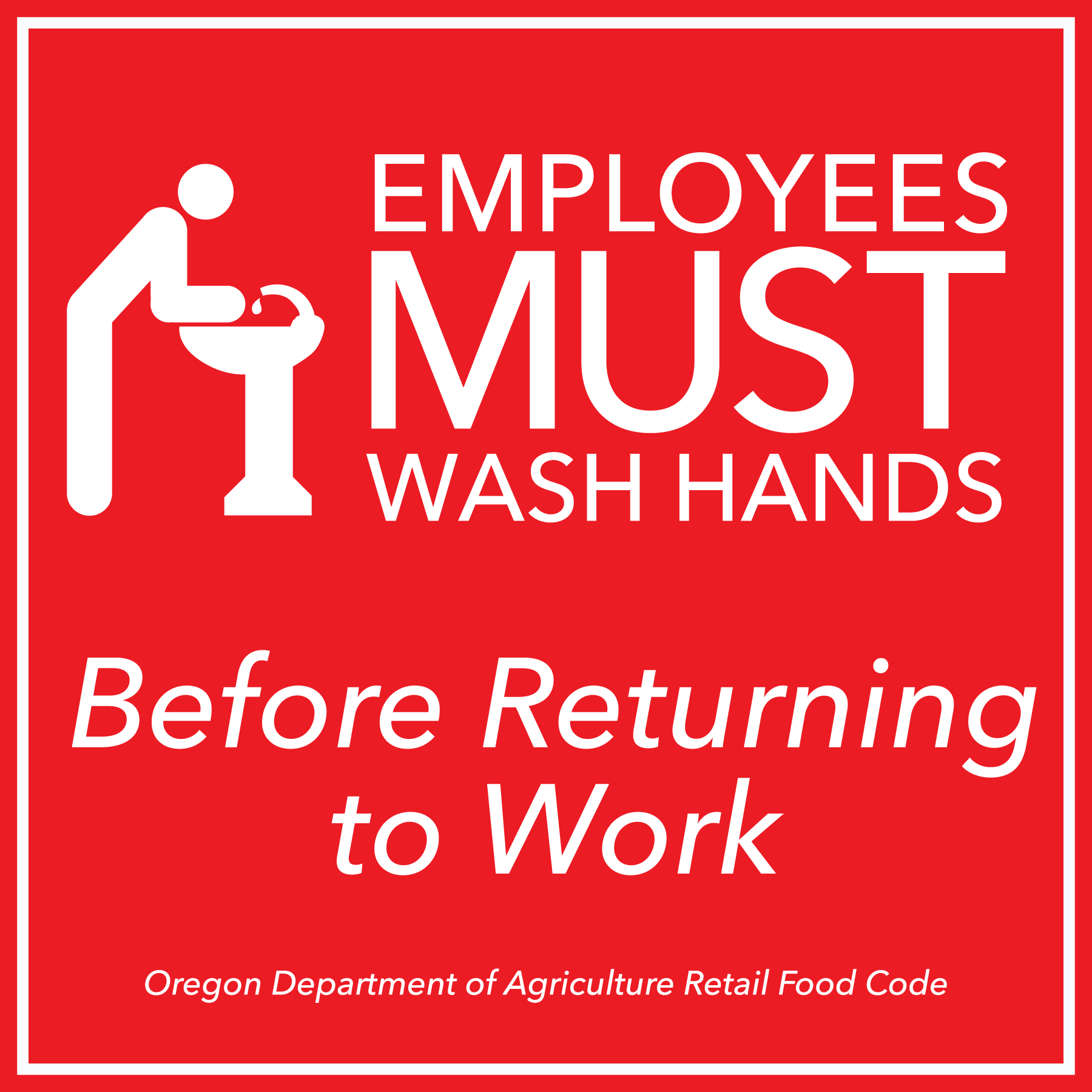 Oregon handwashing sign