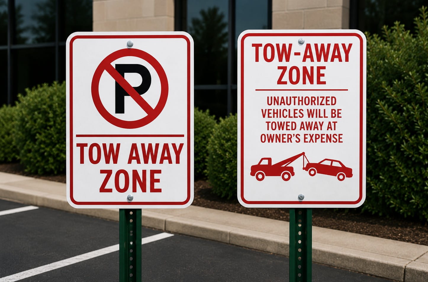 Three green and white parking signs restricting vehicle parking to customers only<br>
