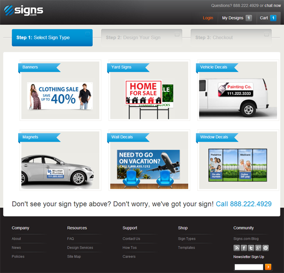 Signs.com Homepage