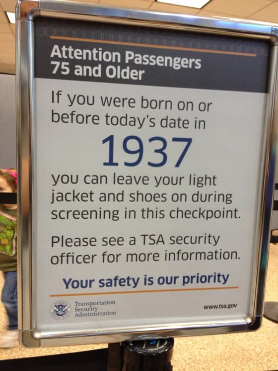 airport tsa security sign