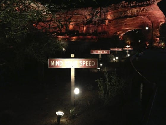 cars raceway disneyland signage