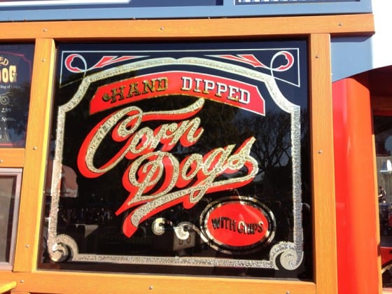 corn dog cart disneyland sign