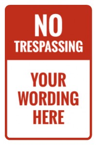 no trespassing red top white bottom