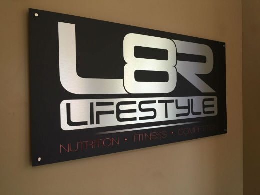 Brushed aluminum sign example