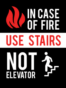 In case of fire use stairs sign
