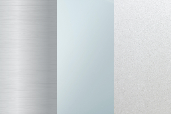 metal, glass, and porous wall surface